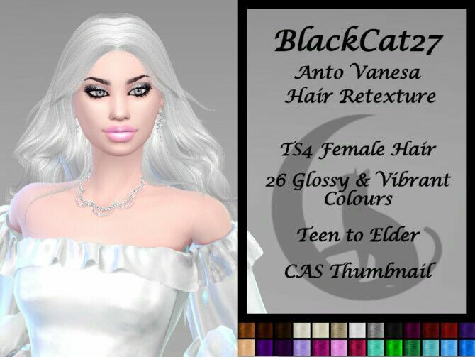 Anto Vanesa Hair Retexture By Blackcat27 Sims 4 CC