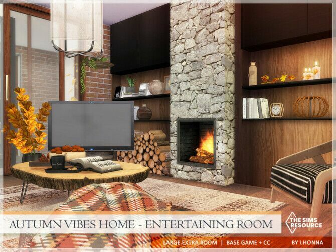 Autumn Vibes Home – Entertaining Room By Lhonna Sims 4 CC