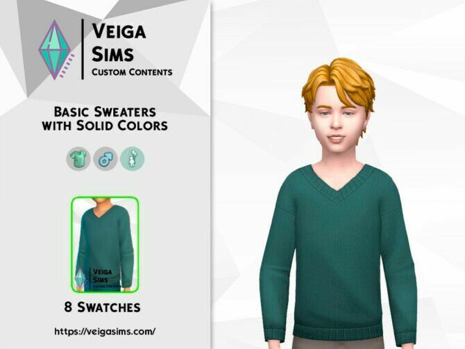 Basic Sweater With Solid Colors For Child By David_Mtv Sims 4 CC