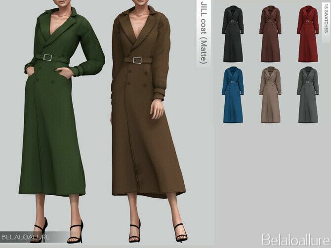 Belaloallure Jill Coat (Matte) By Belal1997 Sims 4 CC