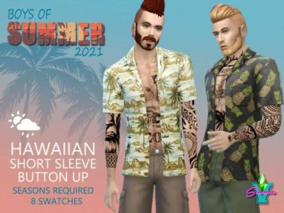 Bos Hawaiian Sort Sleeve Button Up By Simmiev Sims 4 CC