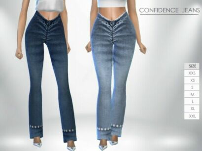 Confidence Denim Flare Jeans By Puresim Sims 4 CC