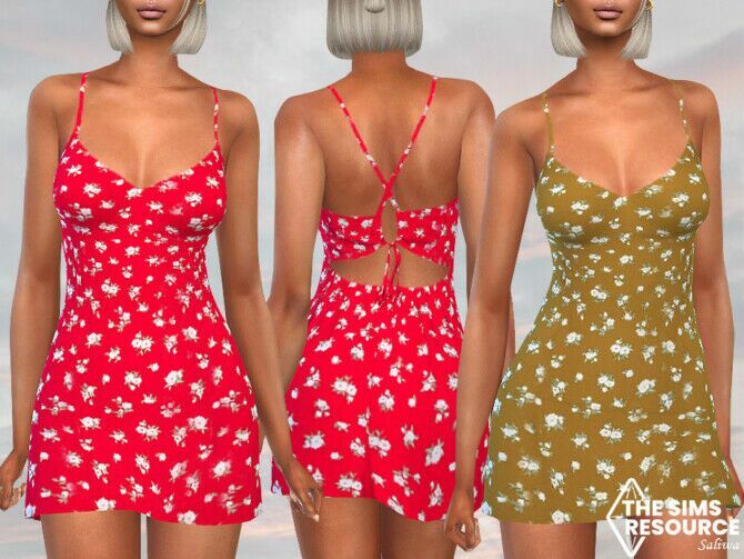 Cross Back Floral Dresses By Saliwa Sims 4 CC