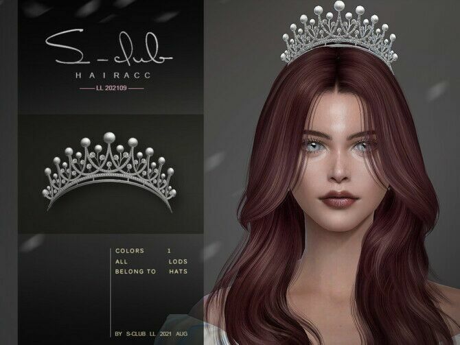 Diamond & Pearl Crown By S-Club Sims 4 CC