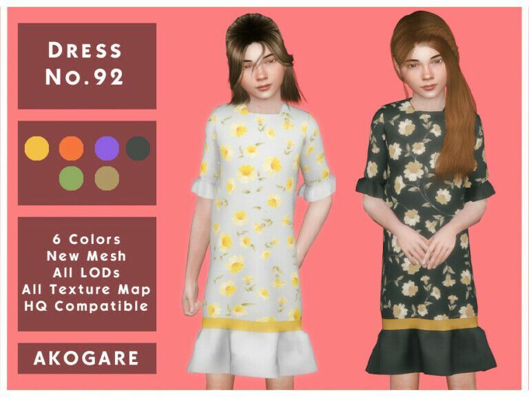 Dress No.92 By Akogare Sims 4 CC