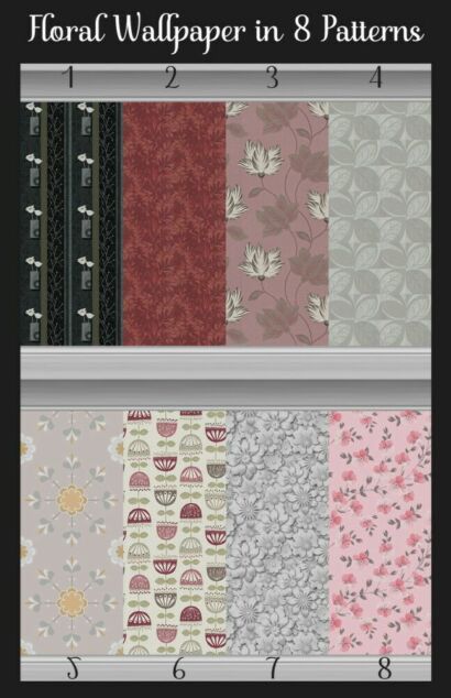 Floral Wallpaper In 8 Patterns By Simmiller Sims 4 CC