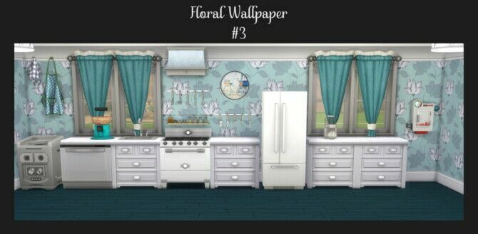 sims 4 cc floral wallpaper in 8 patterns by simmiller 2