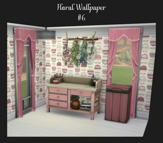 sims 4 cc floral wallpaper in 8 patterns by simmiller 3