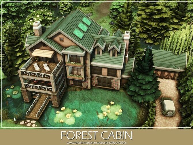 sims 4 cc forest cabin by mychqqq 2