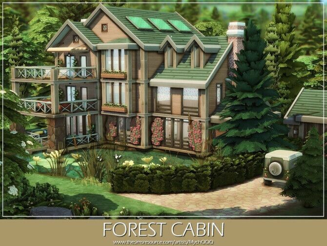 sims 4 cc forest cabin by mychqqq 3