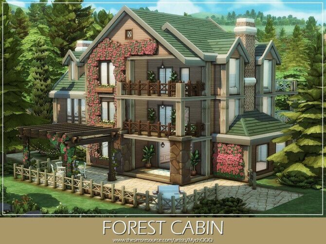 sims 4 cc forest cabin by mychqqq 4