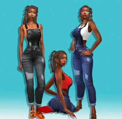 Fun Girl Denim Overall At Teenageeaglerunner Sims 4 CC