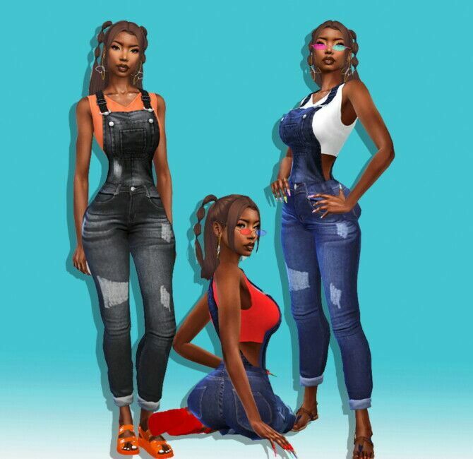 Fun Girl Denim Overall At Teenageeaglerunner Sims 4 CC Download