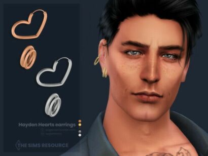 Hayden Hearts Earrings Right By Sugar Owl Sims 4 CC