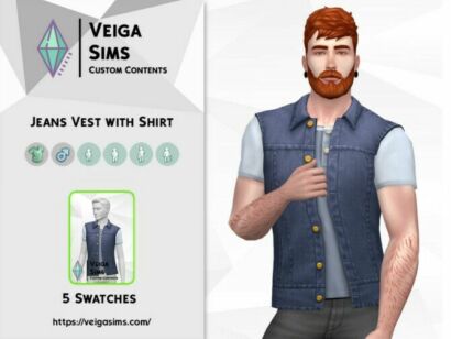 Jeans Vest With Shirt By David_Mtv Sims 4 CC