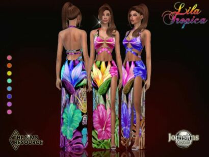 Lila Tropica Dress By Jomsims Sims 4 CC