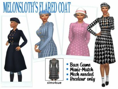 Melonsloth’s Flared Coat At Sims4Sue Sims 4 CC