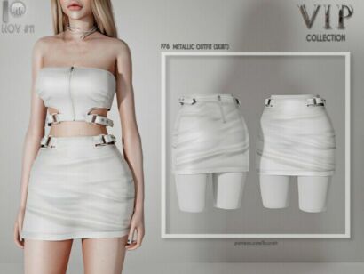 Metallic Outfit (Skirt) P76 By Busra-Tr Sims 4 CC