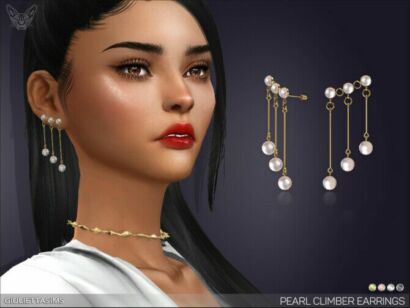 Pearl Climber Earrings By Feyona Sims 4 CC