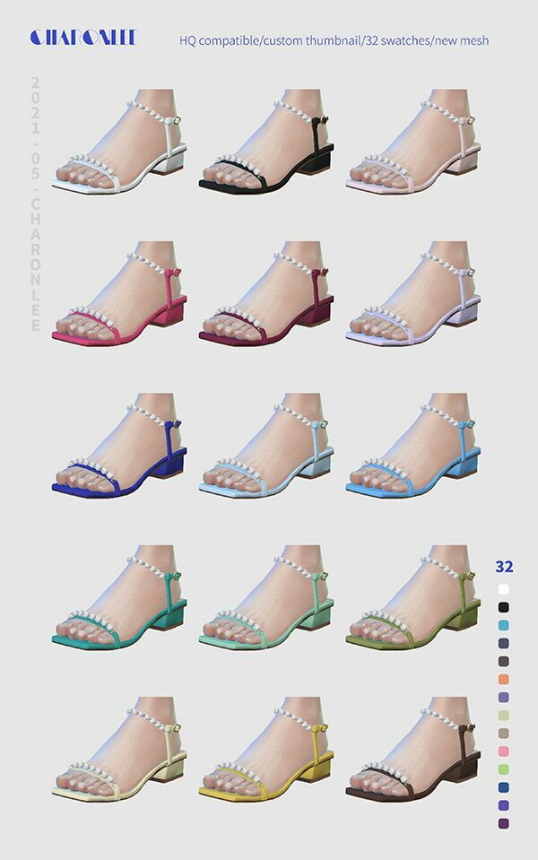 sims 4 cc pearl flat sandals at charonlee 2