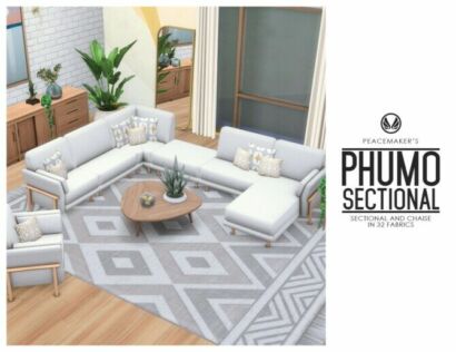 Phumo Seating Sectional Sofa And Chaise At Simsational Designs Sims 4 CC