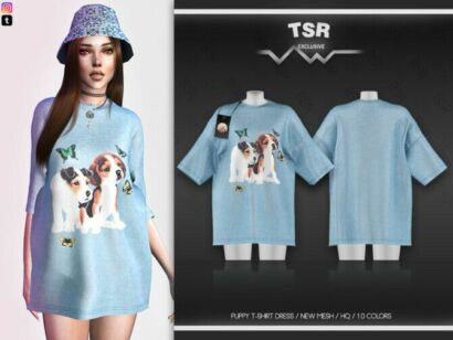 Puppy T-Shirt Dress Bd529 By Busra-Tr Sims 4 CC