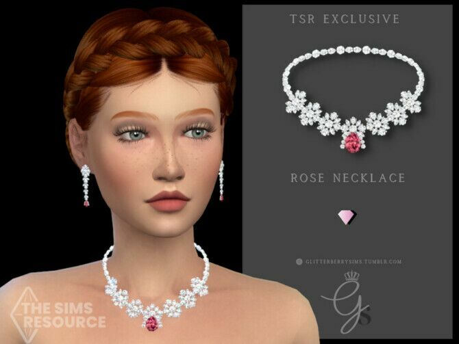 Rose Necklace By Glitterberryfly Sims 4 CC