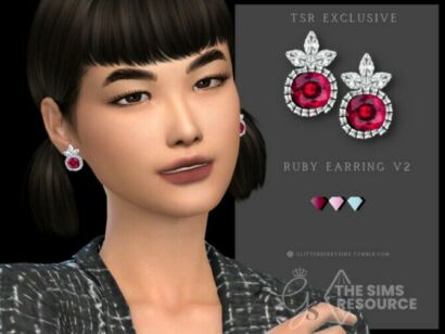 Ruby Earrings V2 By Glitterberryfly Sims 4 CC