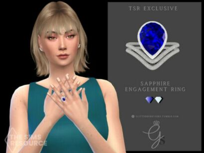 Sapphire Engagement Ring By Glitterberryfly Sims 4 CC