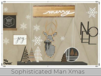 Sophisticated Man Xmas Sitting Room Wall Decor By Chicklet Sims 4 CC