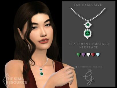 Statement Emerald Necklace By Glitterberryfly Sims 4 CC