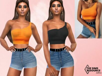 Summer Denim Shorts Outfit By Saliwa Sims 4 CC