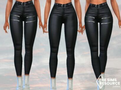 Two Style Black Leather Pants By Saliwa Sims 4 CC