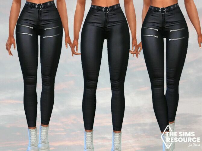 Two Style Black Leather Pants By Saliwa Sims 4 CC Download
