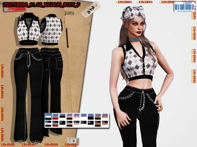 Vintage Tank Tops And Jeans By Lin_Dian Sims 4 CC