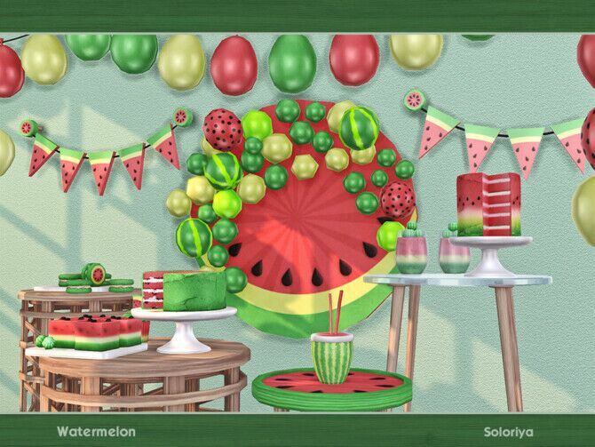 sims 4 cc watermelon set by soloriya 3