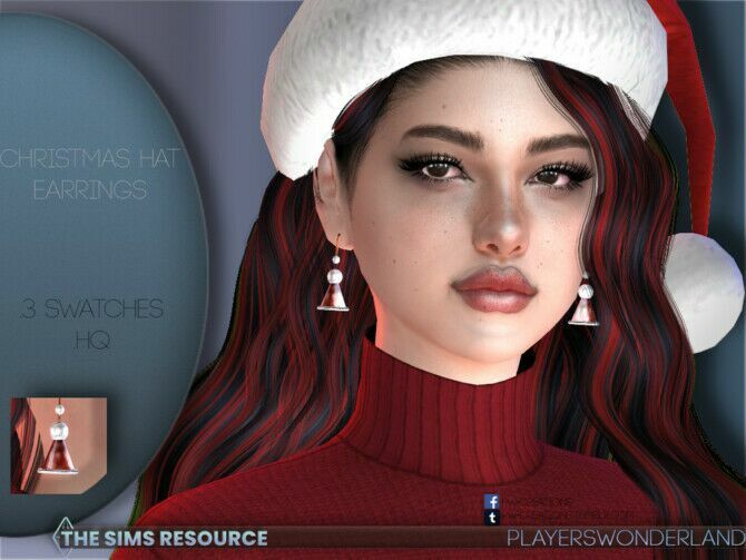 Christmas Hat Earrings By Playerswonderland Sims 4 CC