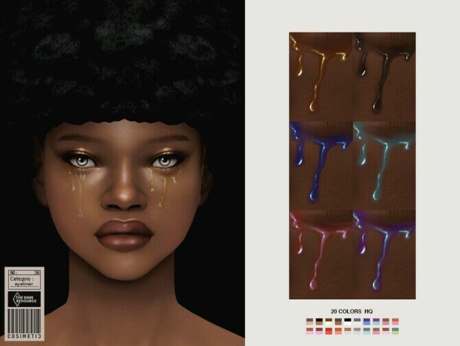 Gold Tears Eyeliner N36 By Cosimetic Sims 4 CC