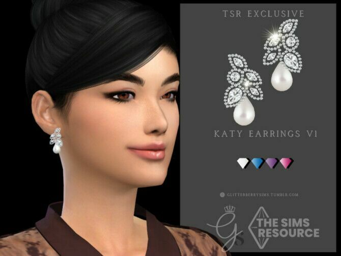 Katy Earrings V1 By Glitterberryfly Sims 4 CC