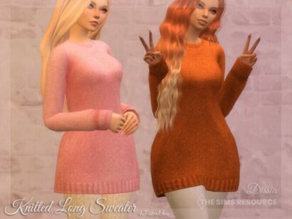 Knitted Long Sweater By Dissia Sims 4 CC
