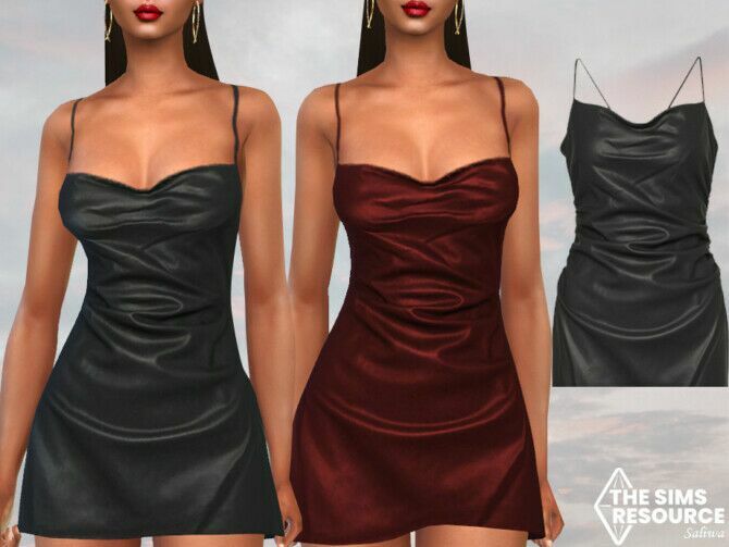 Mini Leather Party Dresses By Saliwa Sims 4 CC