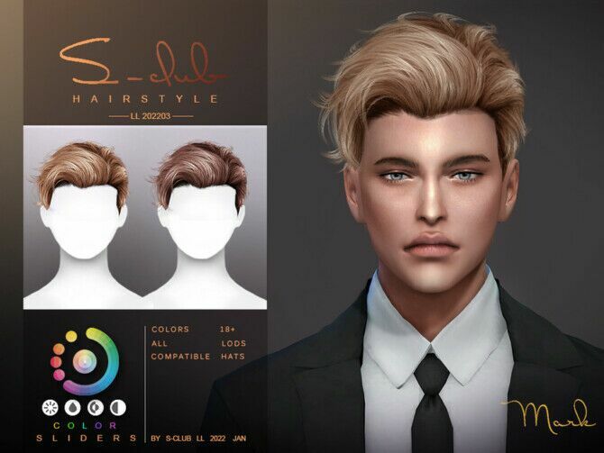 Short Wavy Hair (Mark) By S-Club Sims 4 CC