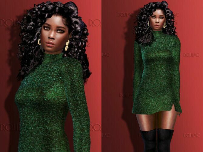 Stretch Turtleneck Mini Dress Do253 By D.o.lilac Sims 4 CC