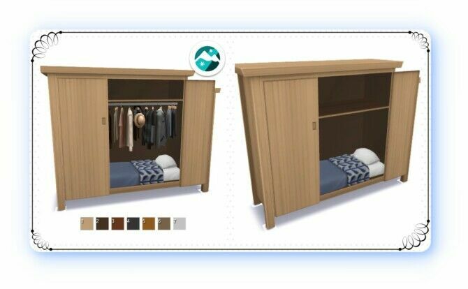 The Wardrobe Bed &Amp; Folded Laundry Wardrobe By Bluehorse Sims 4 CC