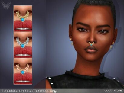 Turquoise Spirit Septum Nose Ring By Feyona Sims 4 CC