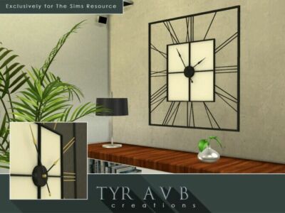 3D Square Wall Clock (Not A Decal) By Tyravb Sims 4 CC