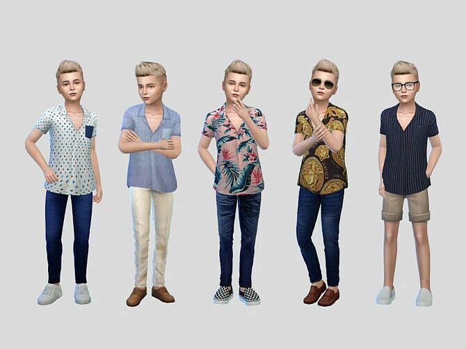 Abrigo Casual Shirt Boys By Mclaynesims Sims 4 CC