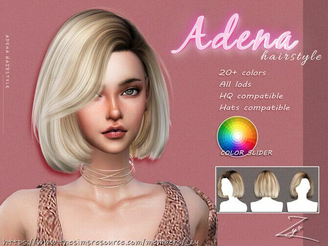 Adena Hairstyle (Medium Bob Hairstyle) By _Zy Sims 4 CC