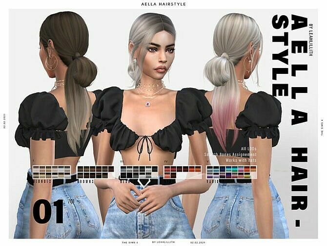 Aella Hairstyle By Leah Lillith Sims 4 CC