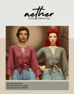 Aether Layered Sleeve TOP At Viiavi Sims 4 CC